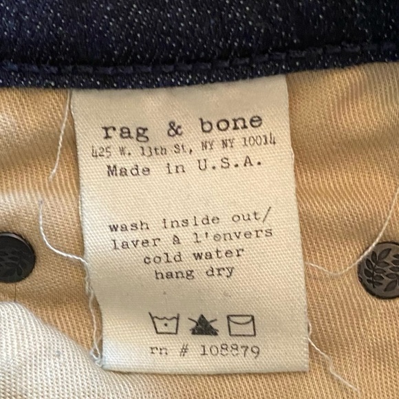Rag & Bone Stiletto Boot Cut Dark Wash Denim Jeans Size 28 Cotton Blend - Picture 9 of 16